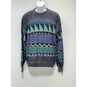 Vtg Reed St James Sweater Geometric Abstract Pullover 90s Made In USA Men’s XL